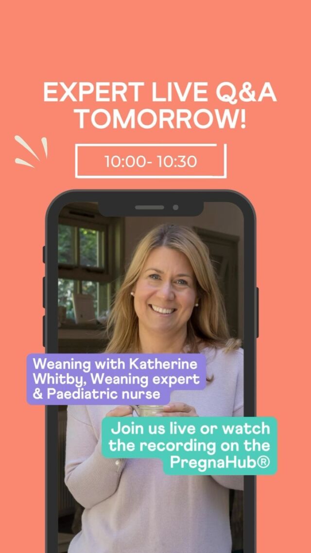 We are thrilled to be hosting a live Q&A session on all things 🥕 weaning 🥑 with the brilliant Katherine Whitby from @babystepsx tomorrow at 10:00-10:30 exclusively on the PregnaHub®! 

If you’re not subscribed to the PregnaHub® yet then don’t let anymore time pass you by without the unrivalled expert live and on demand support that it offers throughout pregnancy through to the first year post-birth 🌟 

We’re here for you every step of the way 🧡🩵