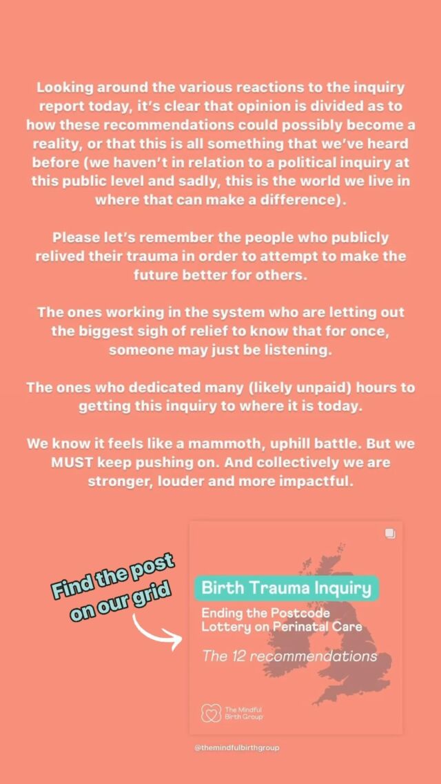 Sharing a few thoughts in relation to the Birth Trauma Inquiry report which was released today, it’s a mammoth battle but full respect goes to those who have got the inquiry to where it is today.

#birthtraumainquiry #birthtrauma