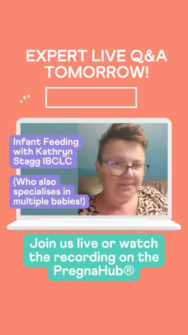 We are excited to be welcoming @kathrynstaggibclc back to the PregnaHub® for a live Q&A session at 12:30-13:00 tomorrow!

Whether you are expecting a baby/babies or have recently given birth, this is your opportunity to ask a very experienced lactation consultant the questions you need answers for! Kathryn also has extensive experience with twin and multiple babies (check out her book on this!).

The @pregnahub is designed to be an affordable, accessible way to gain on-demand and expert support throughout your pregnancy through to one year post-birth. As always, we are here for you with no judgement or agenda- just open ears and advice to support you through no matter how big or small the ‘thing’ may be.

If you’re not subscribed to the @pregnahub yet then don’t let anymore time pass you by without the unrivalled expert live and on demand support that it offers throughout pregnancy through to the first year post-birth 🌟 You can try it for FREE for 7 days or book a @mindfulnatal course and get access straight away!

We’re here for you every step of the way 🧡🩵

#pregnahub #lactationconsultant #breastfeedingsupport #infantfeeding #pacedbottlefeeding