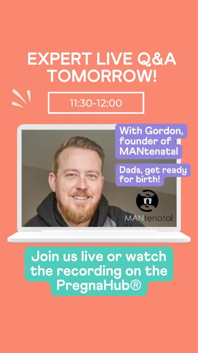 We are excited to be welcoming brand new contributor, @mantenatal to the PregnaHub® for a live Q&A session at 11:30-12:00 tomorrow!

Gordon is the founder of MANtenatal, and we’ll explore how expecting fathers can prepare for birth. MANtenatal offers unique resources and support tailored specifically for dads-to-be, ensuring they feel confident and empowered throughout the journey to parenthood. 

Whether you’re a first-time father seeking guidance or looking to enhance your role in the birthing process, this discussion is designed to provide valuable insights and practical tips.

🌟🌟🌟🌟🌟

The @pregnahub is designed to be an affordable, accessible way to gain on-demand and expert support throughout your pregnancy through to one year post-birth. 

As always, we are here for you with no judgement or agenda- just open ears and advice to support you through no matter how big or small the ‘thing’ may be.

If you’re not subscribed to the @pregnahub yet then don’t let anymore time pass you by without the unrivalled expert live and on demand support that it offers throughout pregnancy through to the first year post-birth 🌟 You can try it for FREE for 7 days or book a @mindfulnatal course and get access straight away!

We’re here for you every step of the way 🧡🩵

#pregnahub #mantenatal #antenatal #birthpartner #dadlife
