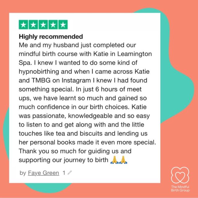 🌟🌟🌟🌟🌟 for Katie, our wonderful  Mindful Birth Group® teacher in Warwick!

Our courses are tailored to what you need- even in a group environment we make sure that you have the opportunity to gain the knowledge relevant to your situation and learn from others too. Your teacher is available after the course via WhatsApp and the online Parent Hub is there to support you every step of the way too 💫.

Book your course today via the link in the bio 🧡