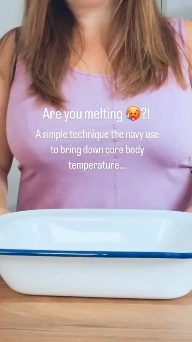 It’s going to be a hot one in the UK this week! ☀️ 🥵 This is an age old technique used by the Navy to bring down core body temperature quickly. This is probably as @iceman_hof as we’re going to get, but it definitely does the trick! If you’re feeling brave, try it for your feet too! 🧊 🥶 

For extra cooling, pop a fan in front of you so it skims the ice too…. aaaand breathe! 

#uksummer #keepingcool #coolkids #icebath #corebodytemperature #heatwave